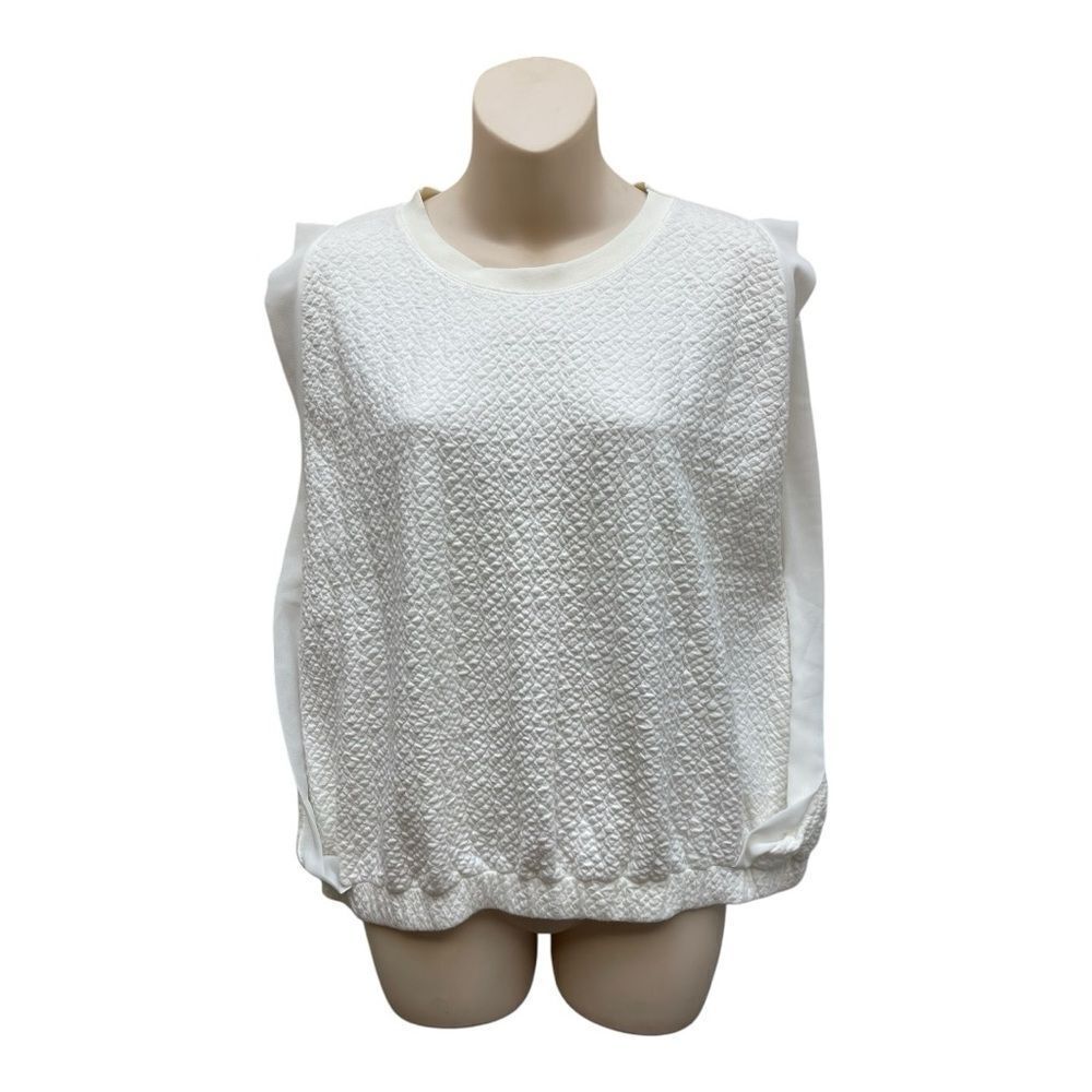 Zara Trafaluc Off White Sz M Muscle Tee Blouse Elastic Waist Sleeveless Pullover
